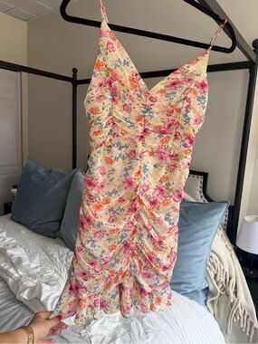 ASTR the label Floral Ruching Slip Dress in yellow and Pink